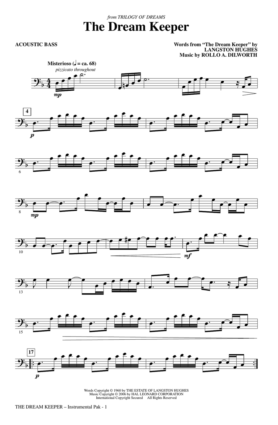 The Dream Keeper - Acoustic Bass Choir scores gallery preview page 1