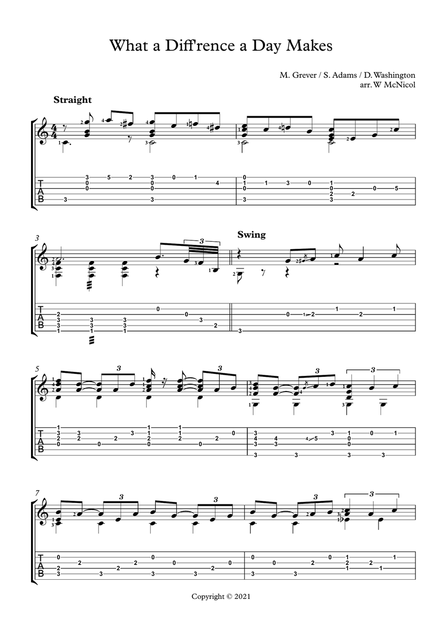 What A Difference A Day Makes Electric Guitar scores gallery preview page 1