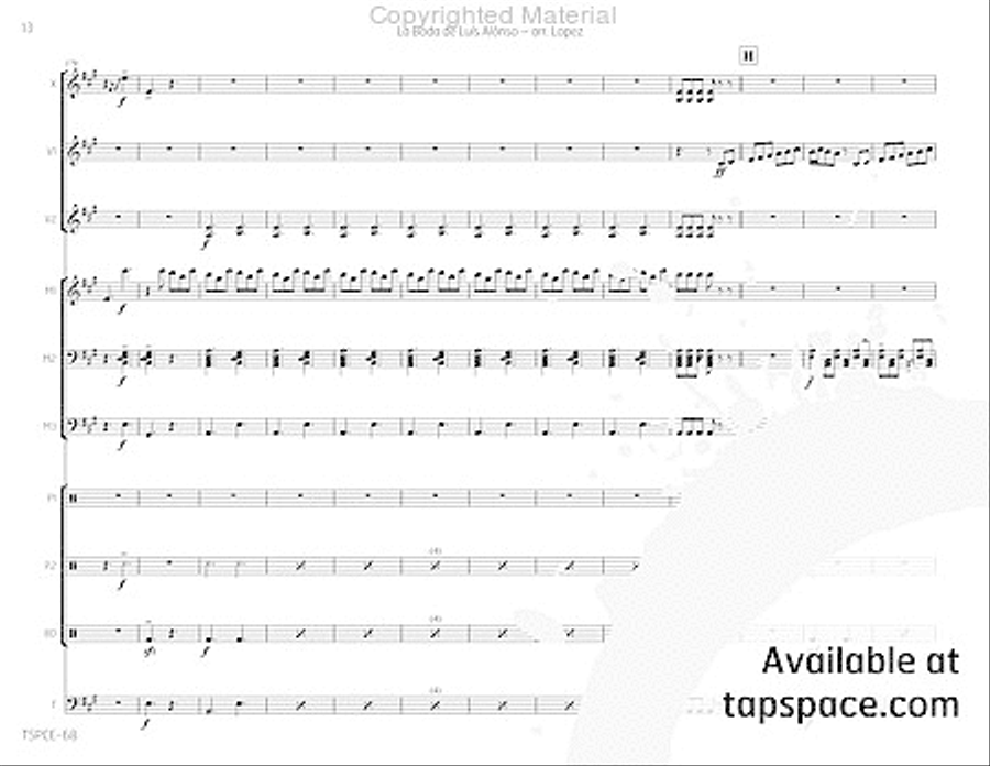 La Boda de Luis Alonso Percussion Ensemble scores gallery preview page 17