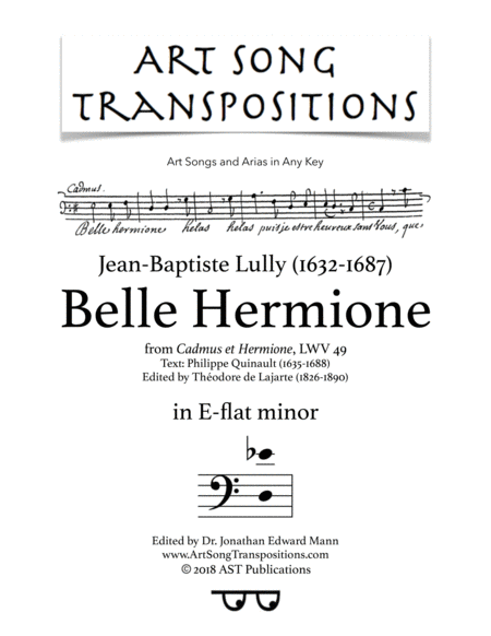 LULLY: Belle Hermione (transposed to E-flat minor)