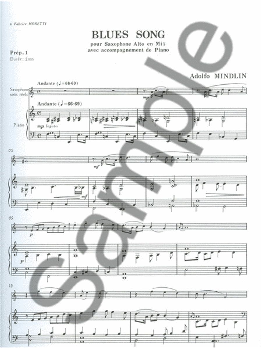 Blues Song (saxophone-alto & Piano) Saxophone scores gallery preview page 2
