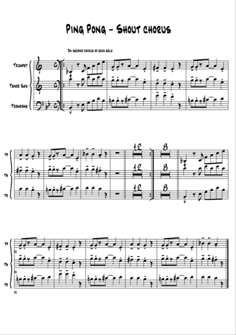 Ping Pong arrangement for jazz band. Jazz Ensemble scores gallery preview page 6