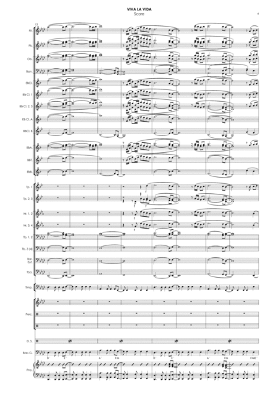 Viva La Vida Concert Band scores gallery preview page 5