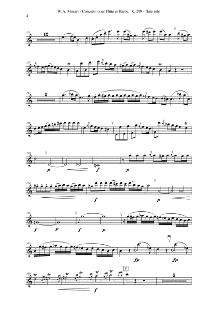 Wolfgang Amadeus Mozart: Concerto for flute and harp, K. 299, solo flute part Chamber Orchestra scores gallery preview page 4