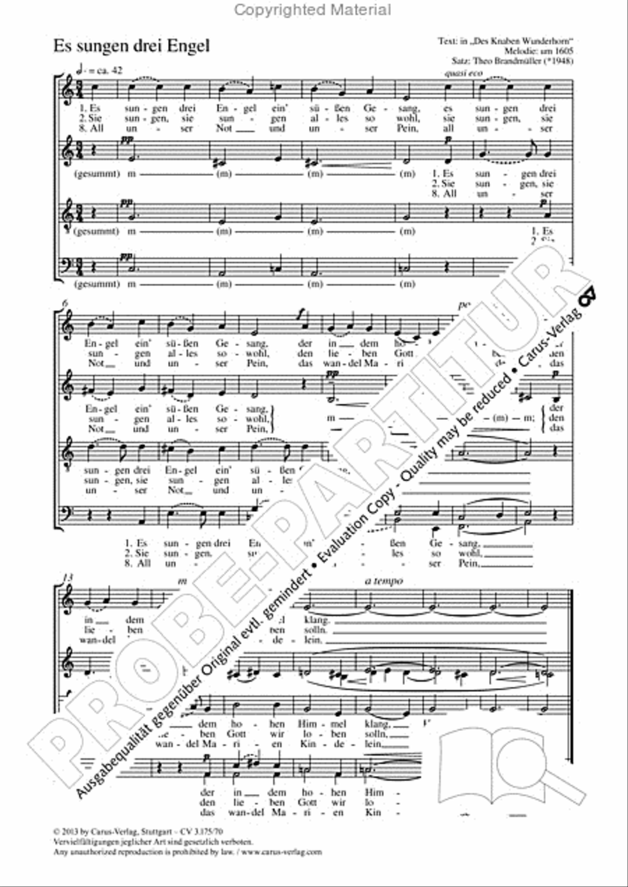 Es sungen drei Engel Es sungen drei Engel 4-Part scores gallery preview page 3