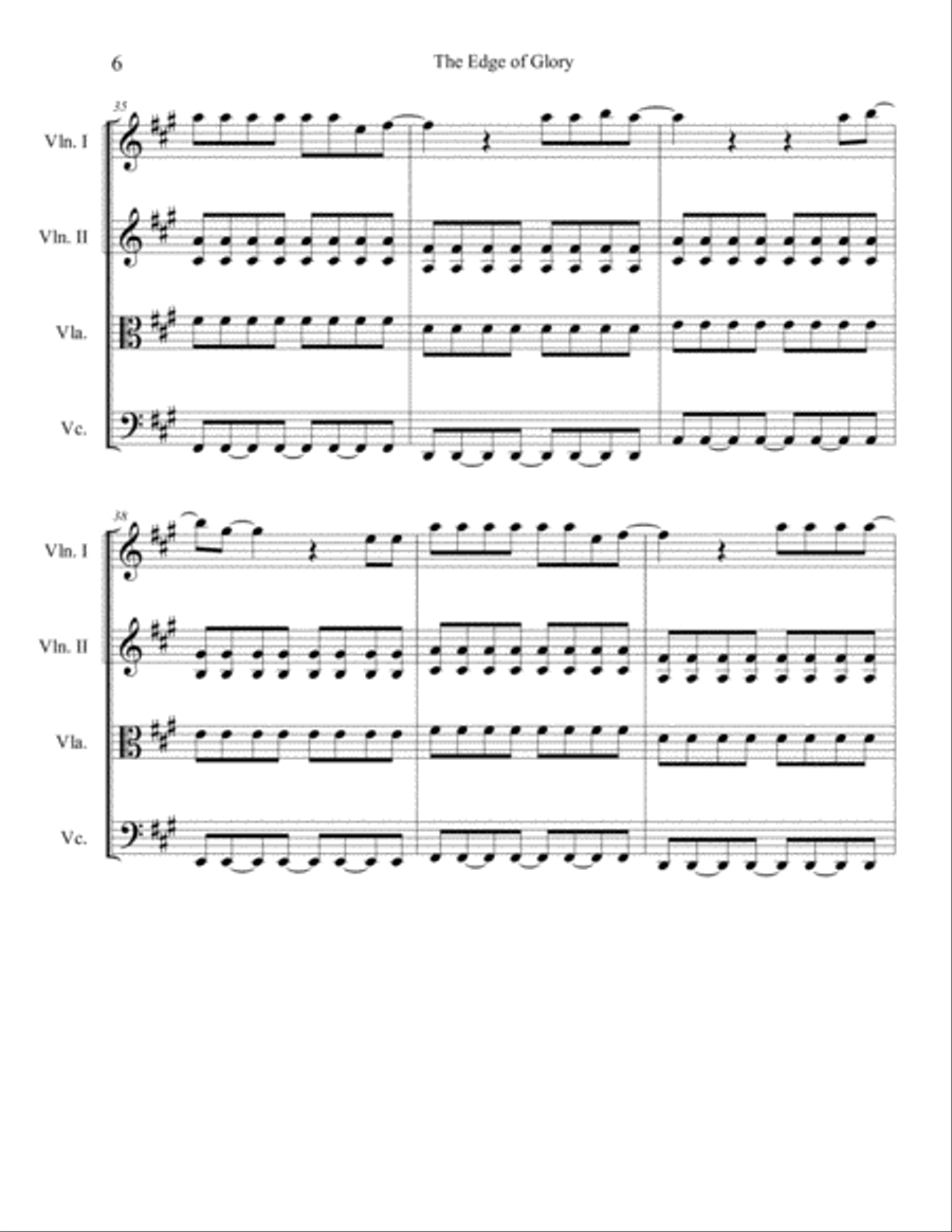 The Edge Of Glory String Quartet scores gallery preview page 6