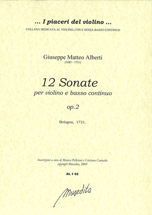 Book cover for 12 Sonate op.2 (Bologna, 1721)