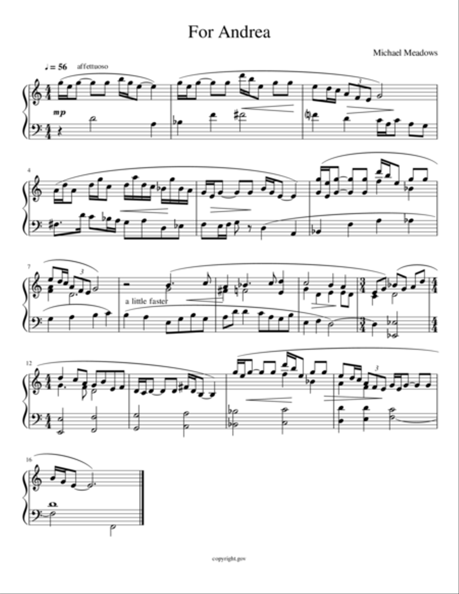 For Andrea Piano Solo scores gallery preview page 1
