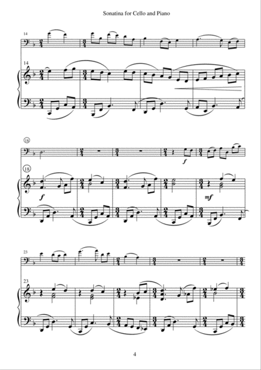 Sonatina for Cello and Piano Piano scores gallery preview page 4