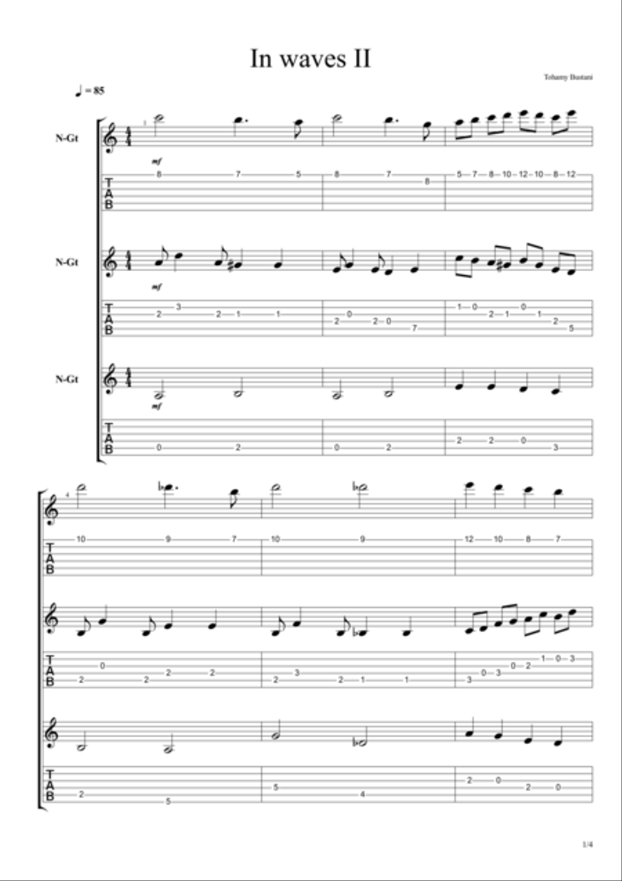 In waves Guitar Ensemble scores gallery preview page 1