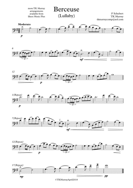 Schubert - Lullaby (Berceuse) - 2nd. Cello Part - Suzuki Bk.3