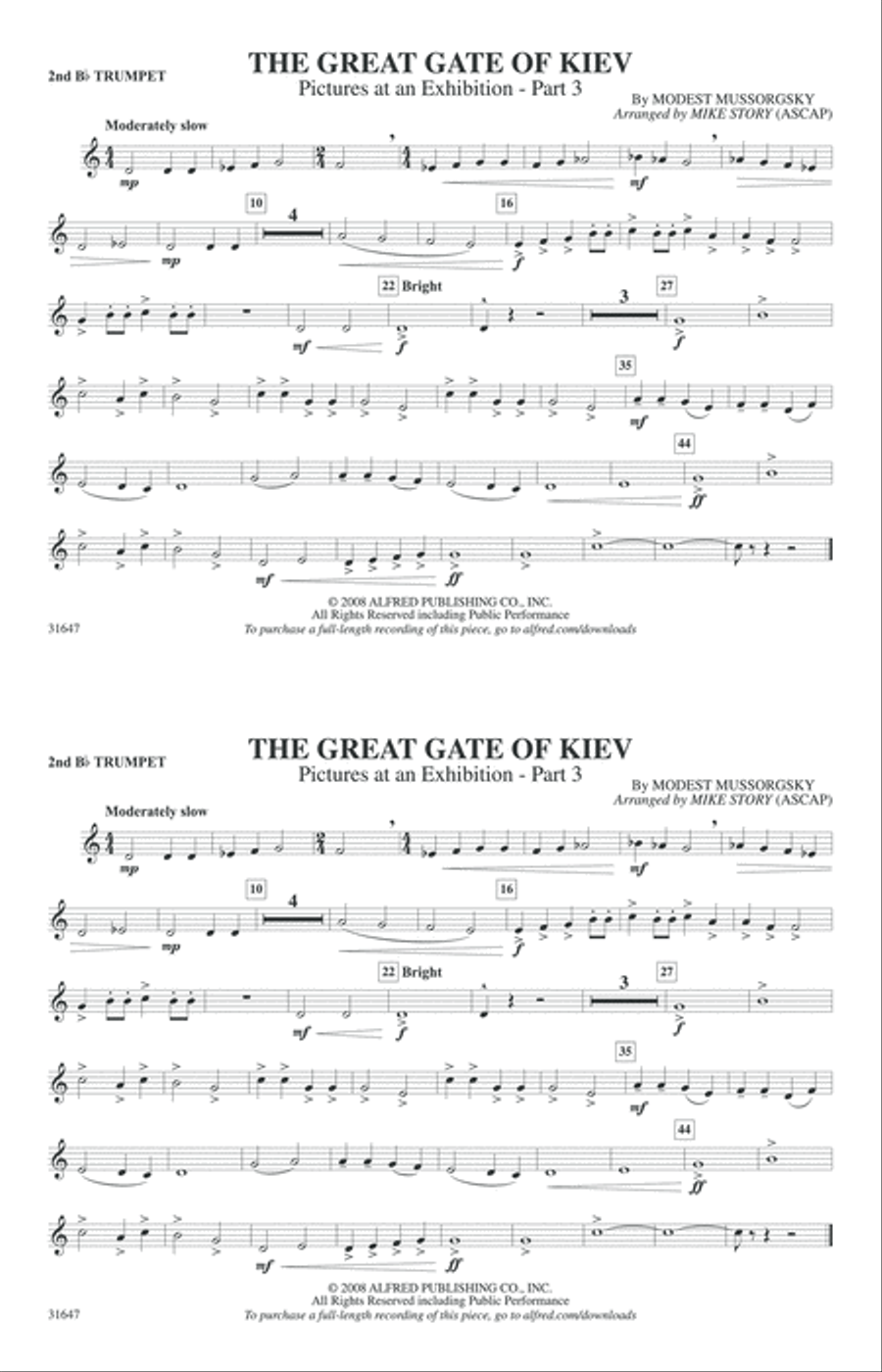 The Great Gate of Kiev: 2nd B-flat Trumpet Marching Band scores gallery preview page 1