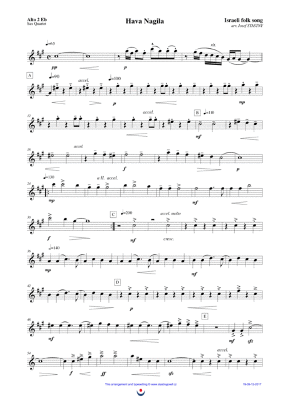 Hava Nagila Woodwind Quartet scores gallery preview page 6