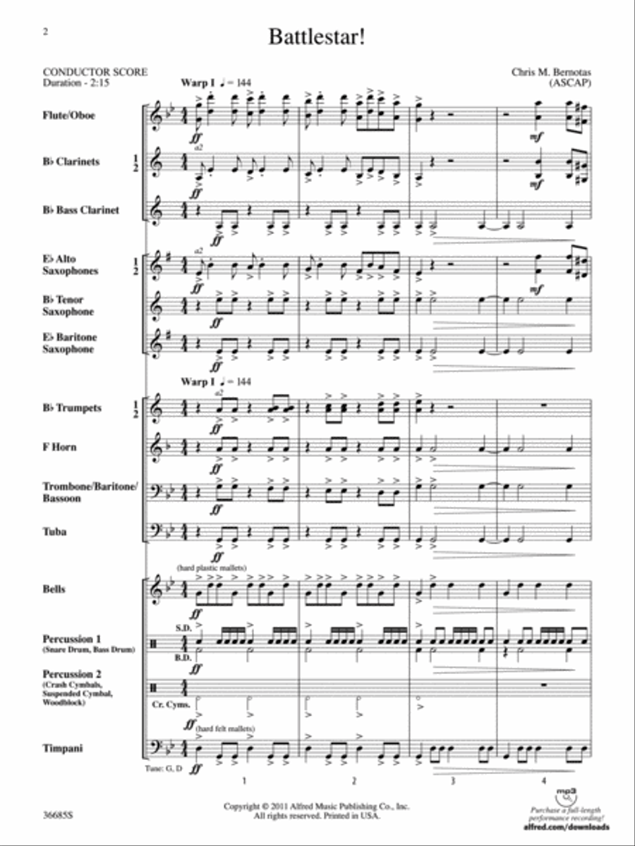 Battlestar! Concert Band scores gallery preview page 2