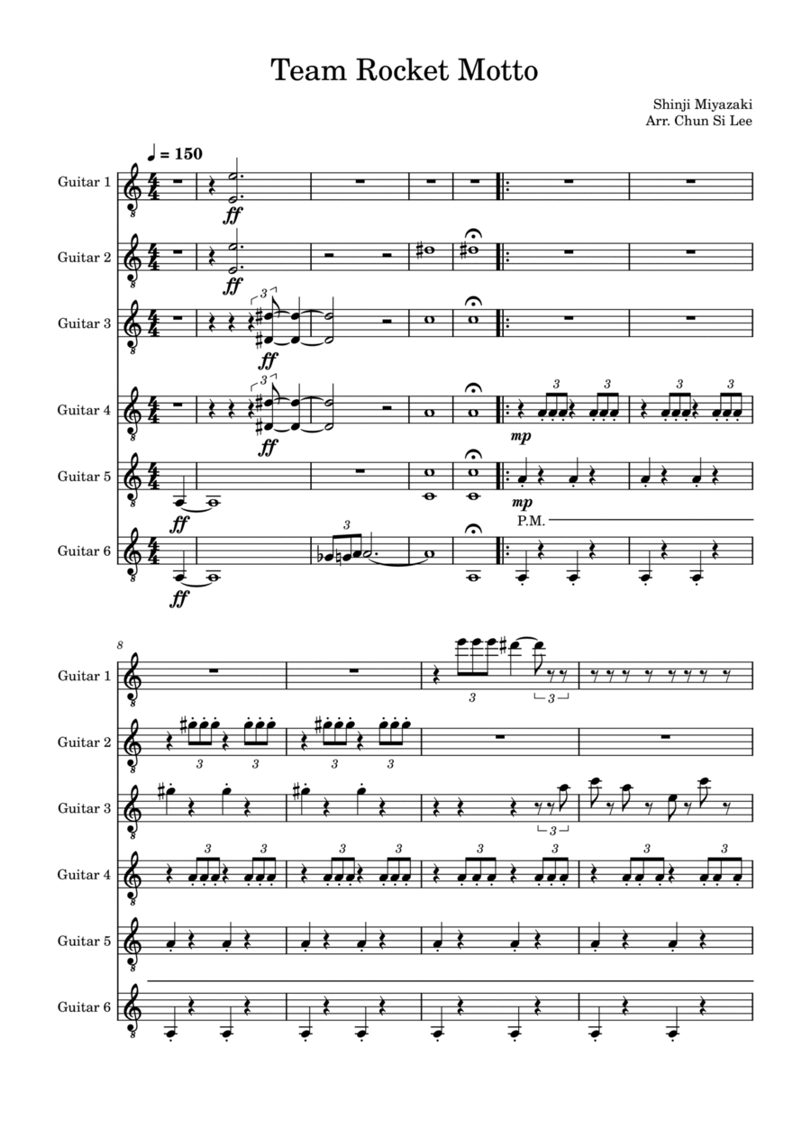 Team Rocket Theme Guitar Ensemble scores gallery preview page 1
