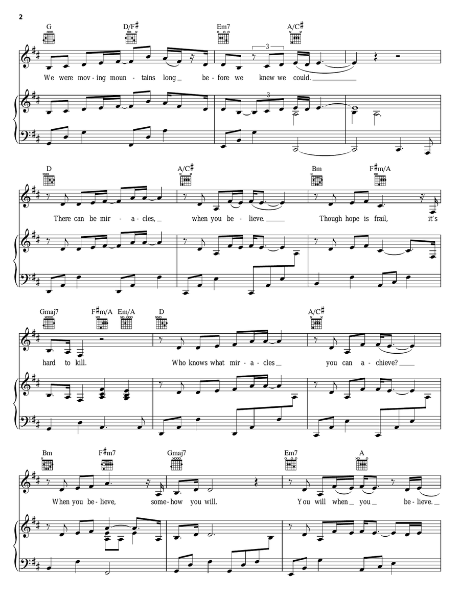 When You Believe [Duet version] (From The Prince Of Egypt) Piano, Vocal, Guitar scores gallery preview page 2