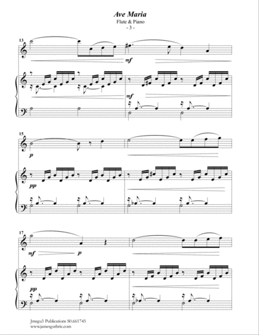Bach-Gounod: Ave Maria, Schwencke version for Flute & Piano Flute Solo scores gallery preview page 3