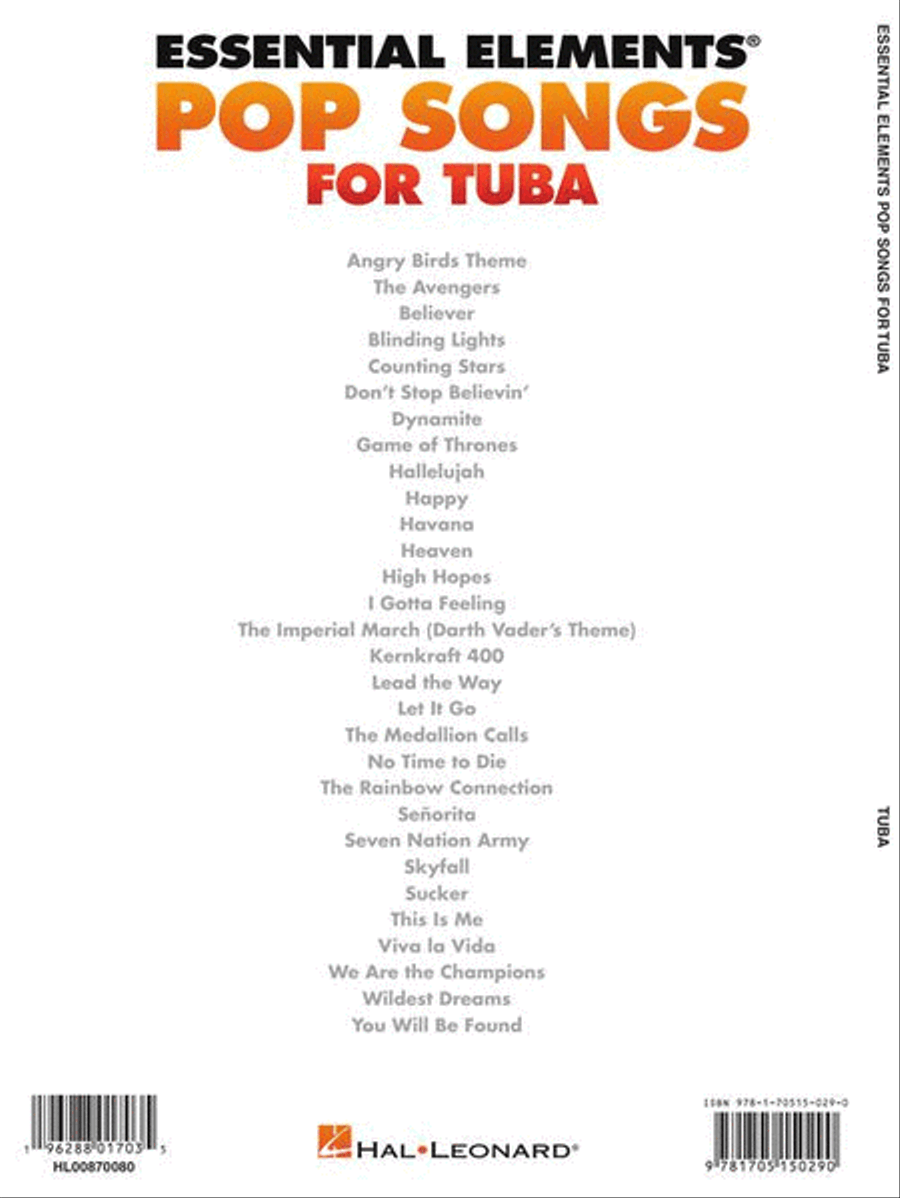 Essential Elements Pop Songs for Tuba