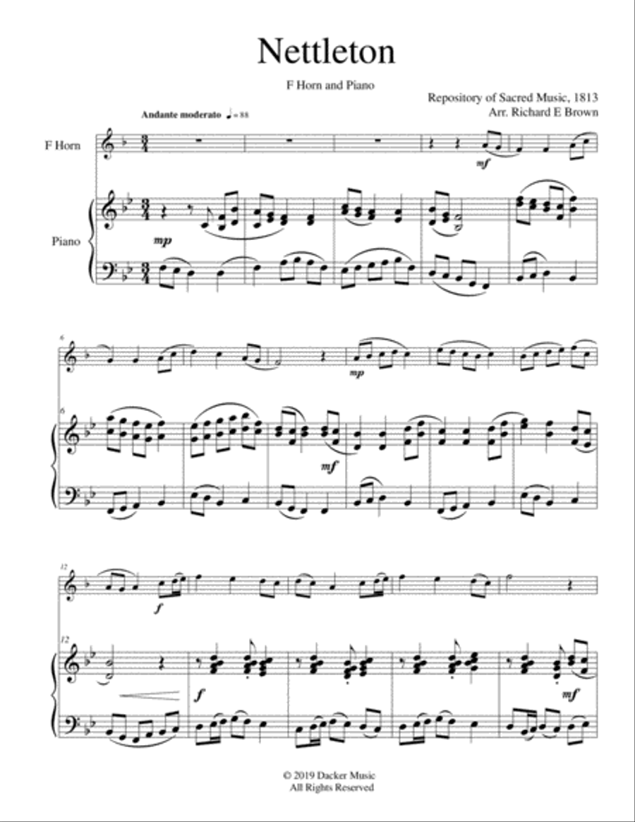 Nettleton (Come Thou Fount of Every Blessing) Horn scores gallery preview page 3
