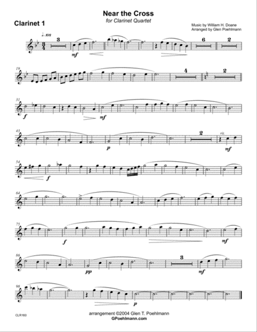 NEAR THE CROSS - CLARINET QUARTET (unaccompanied) Clarinet Quartet scores gallery preview page 4