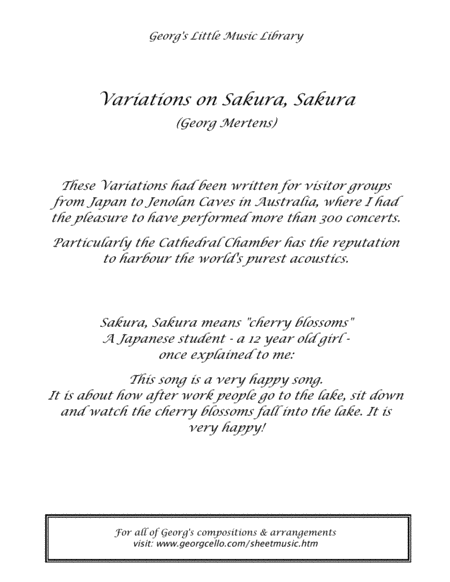 Variations on "Sakura, sakura" for cello solo