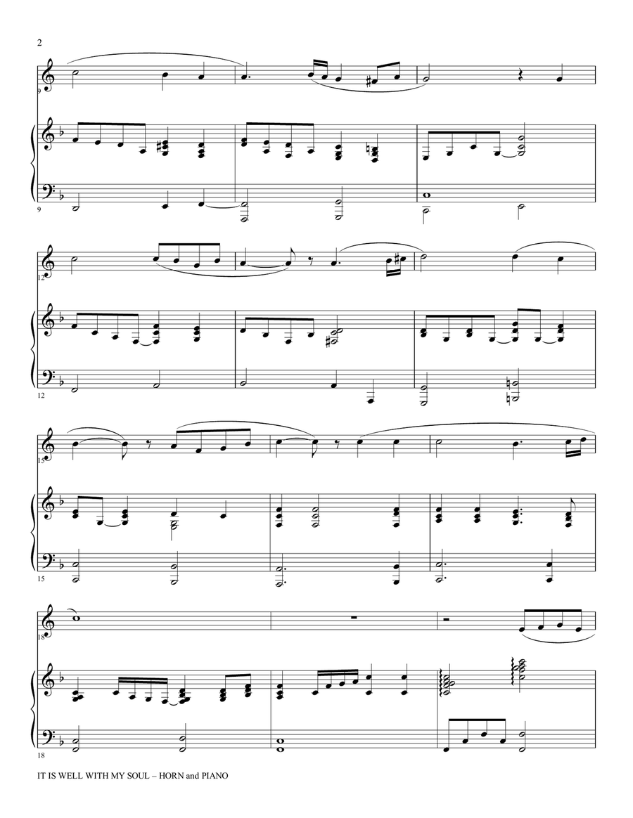 IT IS WELL WITH MY SOUL (Duet - Horn in F and Piano with Horn Part) Brass Duet scores gallery preview page 2