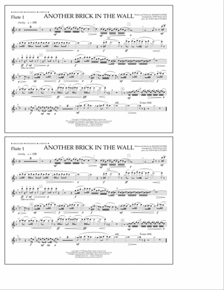 Another Brick in the Wall - Flute 1 Marching Band scores gallery preview page 1
