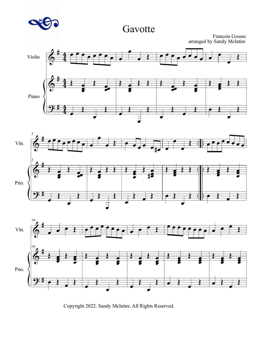 Gavotte Gavotte Violin Solo scores gallery preview page 1