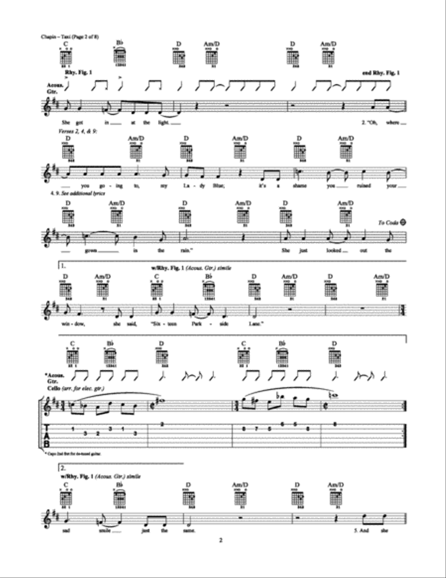 Taxi Electric Guitar scores gallery preview page 2