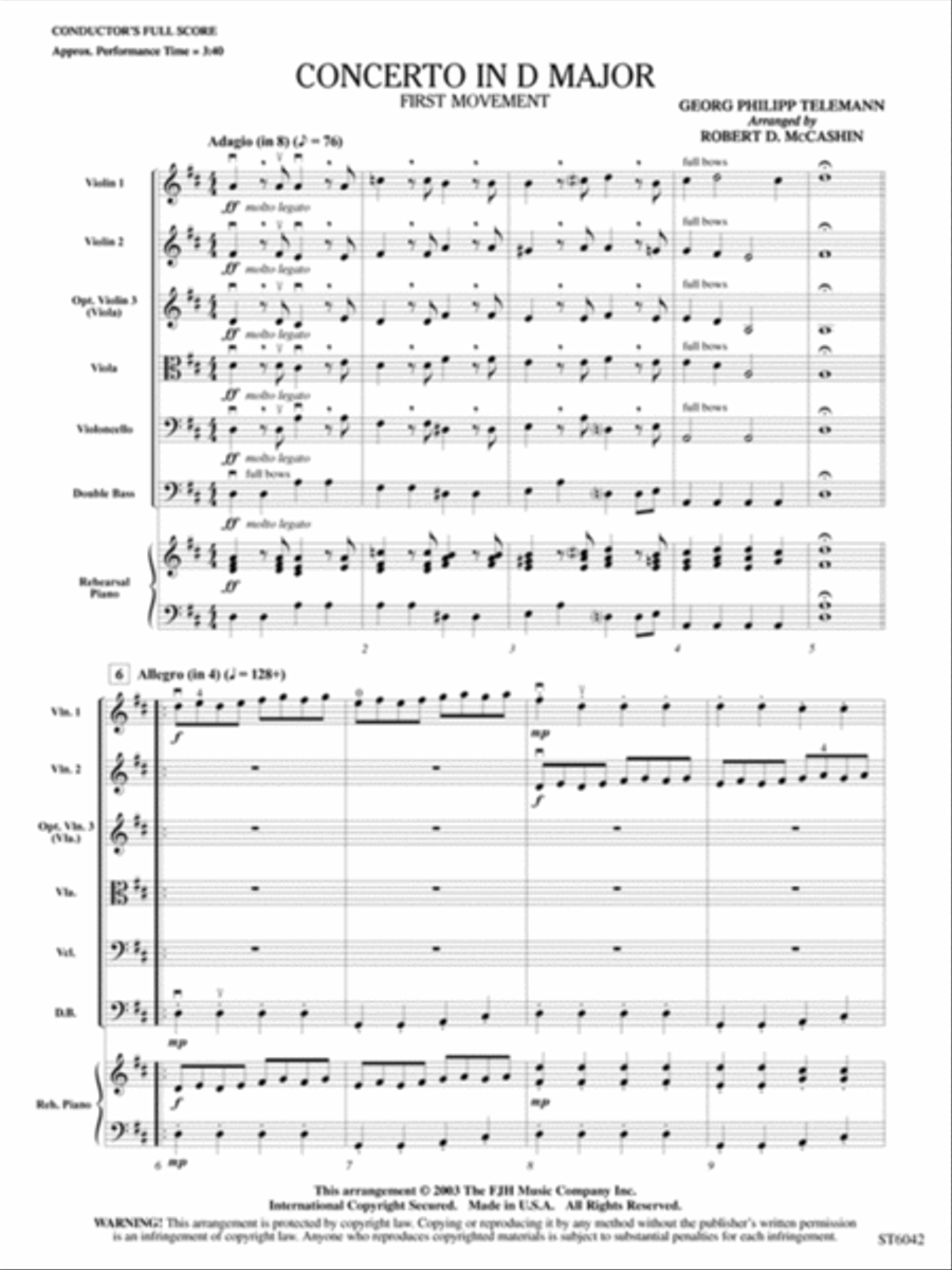 Concerto in D Major String Orchestra scores gallery preview page 2