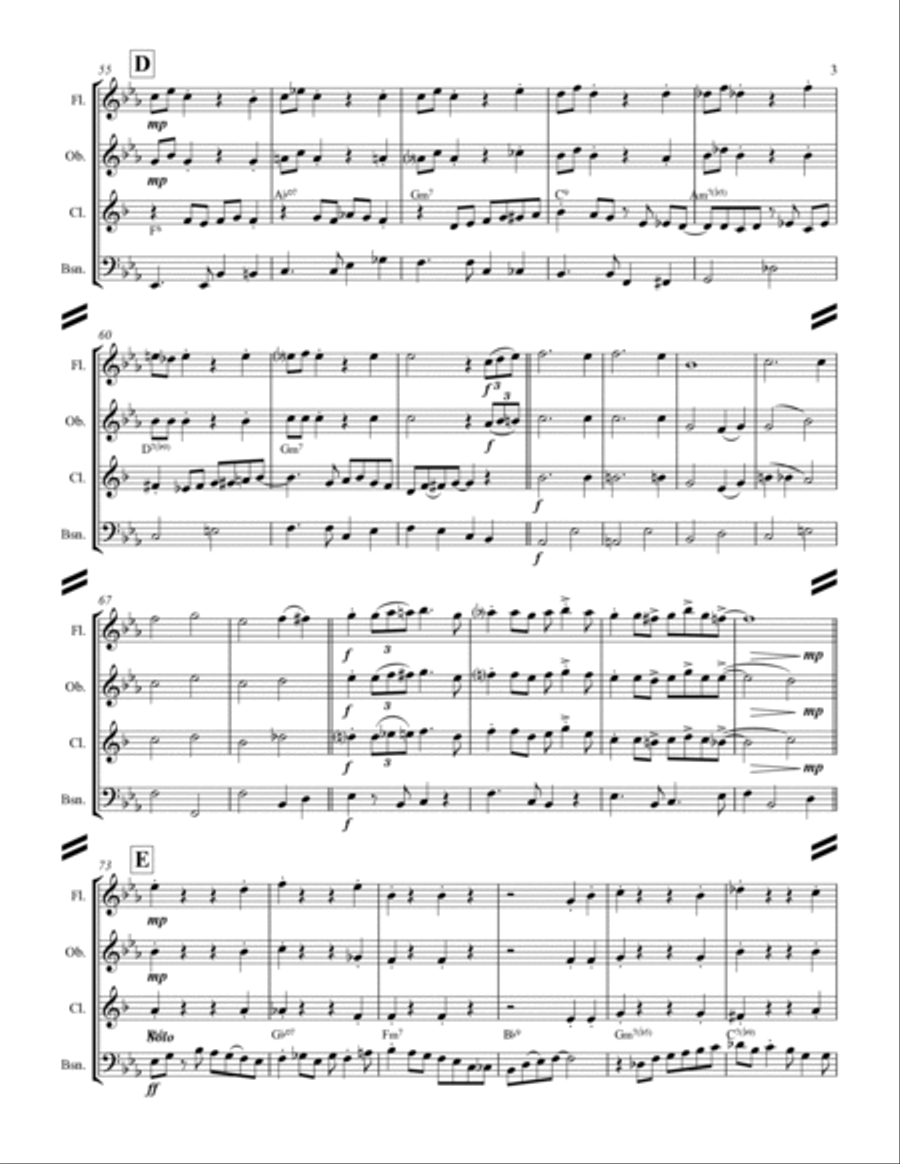 I'll Be Home For Christmas Woodwind Quartet scores gallery preview page 4