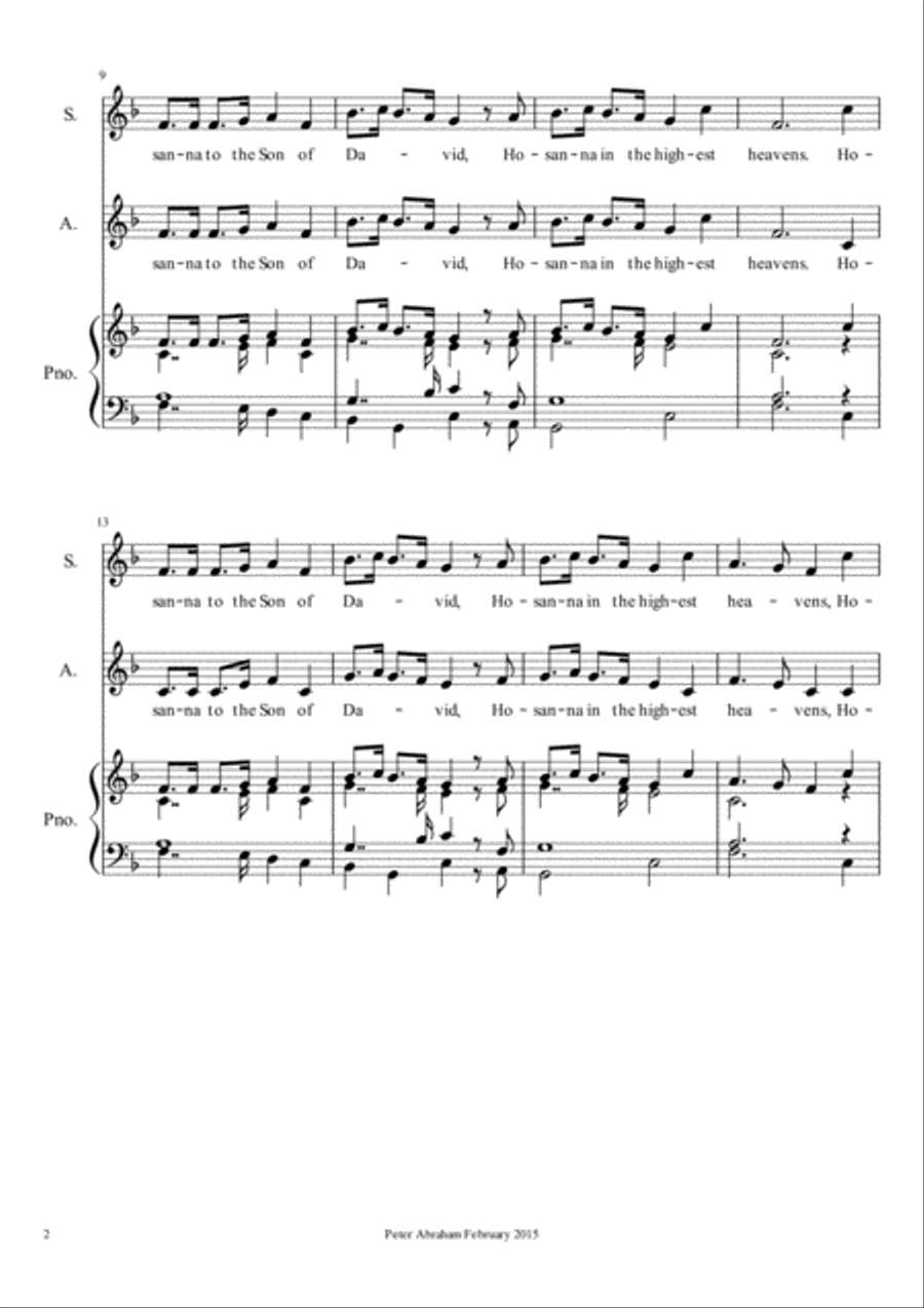 Hosanna to the Son of David SA scores gallery preview page 2