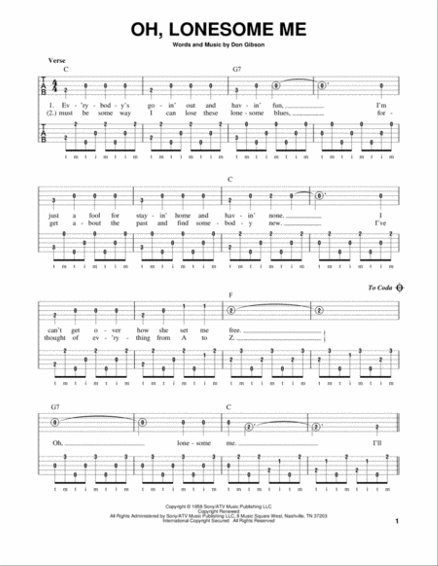 Oh, Lonesome Me Banjo scores gallery preview page 1
