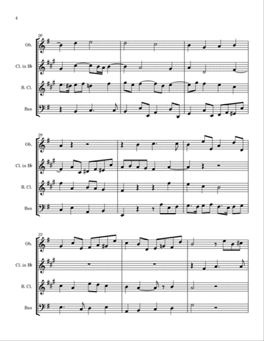 JS Bach - Fugue in E minor BWV 0945 Woodwind Quartet scores gallery preview page 4