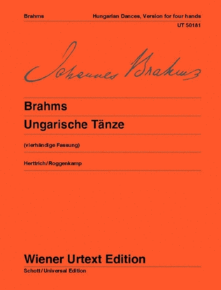 Book cover for Hungarian Dances for piano, 4-hands