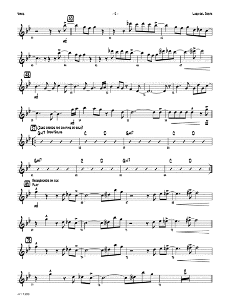 Lago del oeste: Vibraphone Jazz Ensemble scores gallery preview page 2