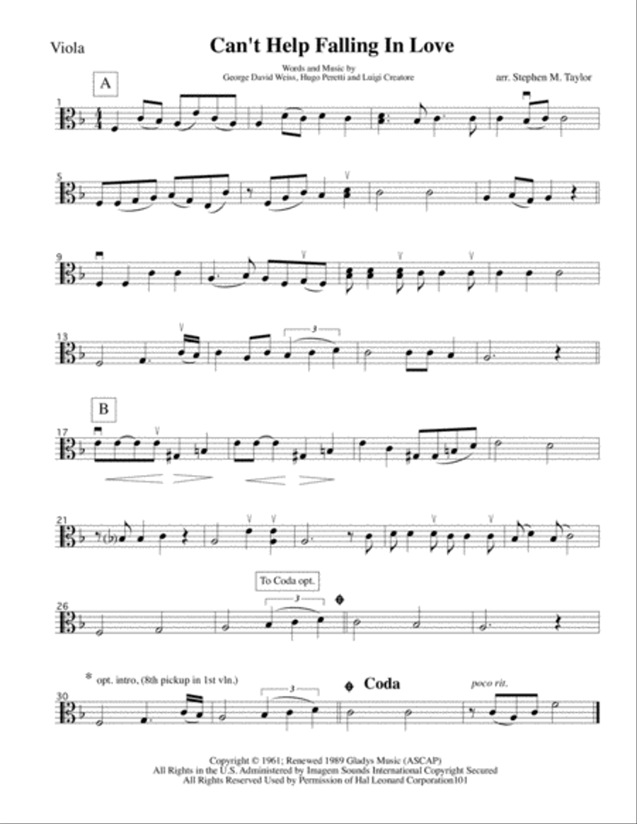 Can't Help Falling In Love String Quartet scores gallery preview page 2
