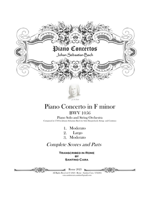 Book cover for Bach - Piano Concerto in F minor BWV 1056 for Piano solo and String Orchestra