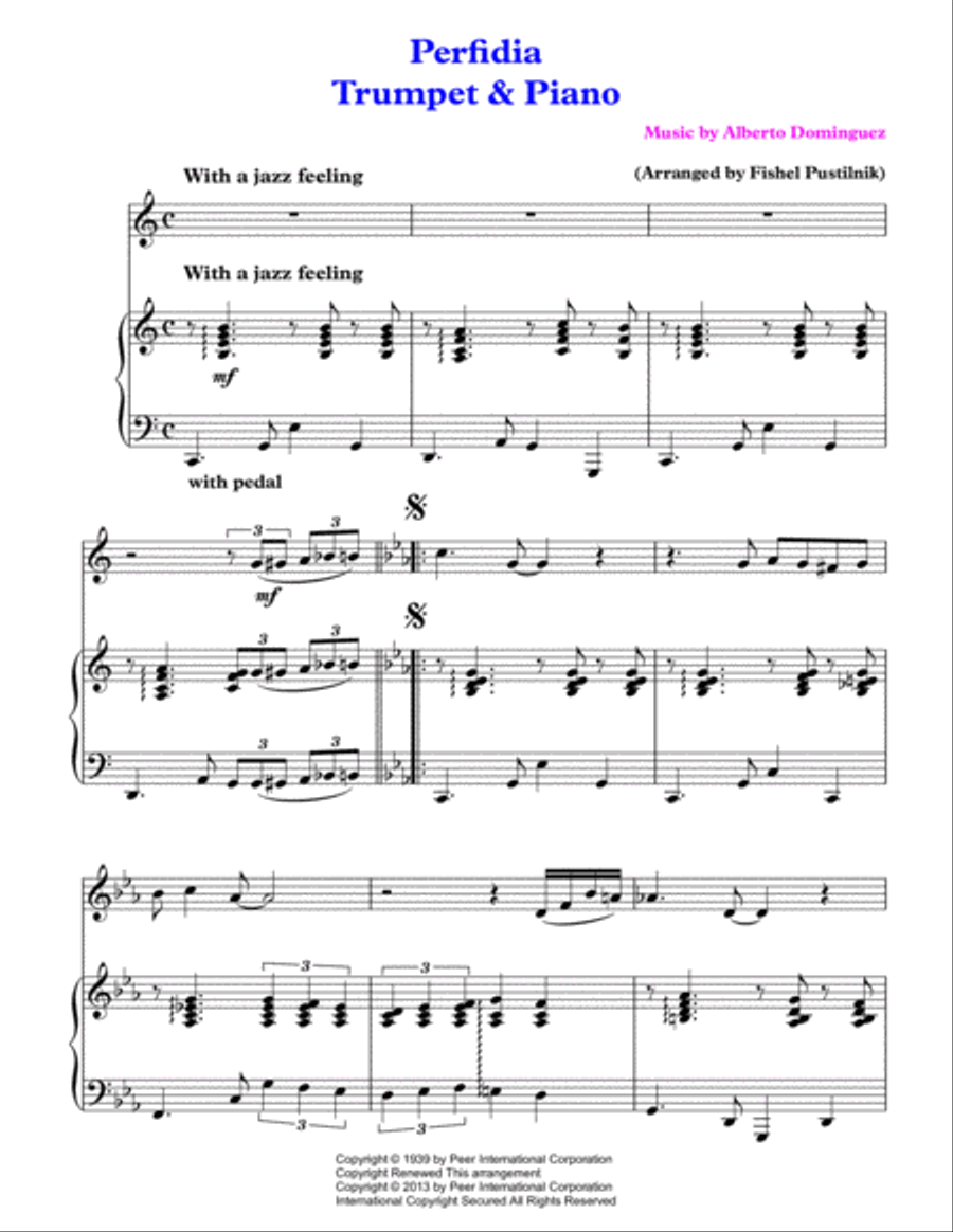 Perfidia Trumpet Solo scores gallery preview page 2