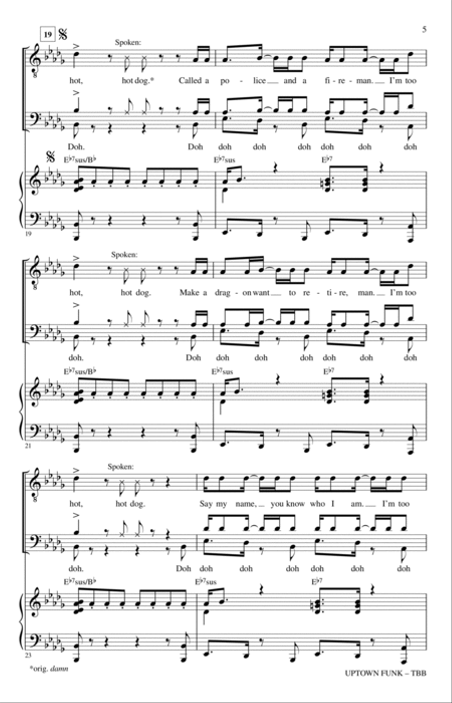 Uptown Funk (feat. Bruno Mars) (arr. Mark Brymer) 3-Part scores gallery preview page 4