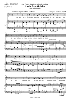 Book cover for An die ferne Geliebte, Op. 98 (D-flat Major)