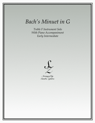 Bach's Minuet In G (treble F instrument solo)