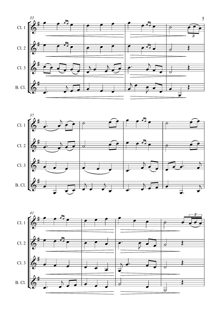 The First Noel - Christmas Carol - for Clarinet Quartet Clarinet Quartet scores gallery preview page 5