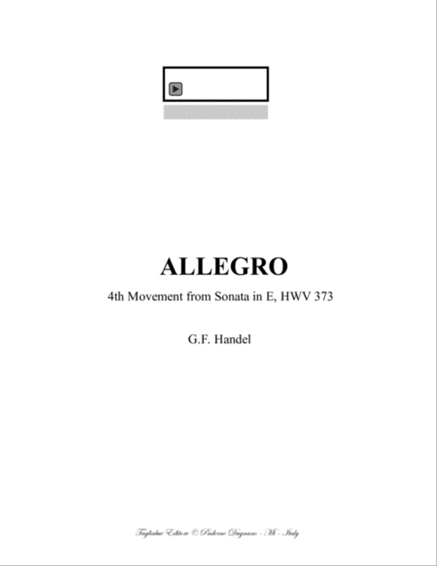 ALLEGRO - 4th Movement from Sonata in E, HWV 373 Violin Solo scores gallery preview page 1