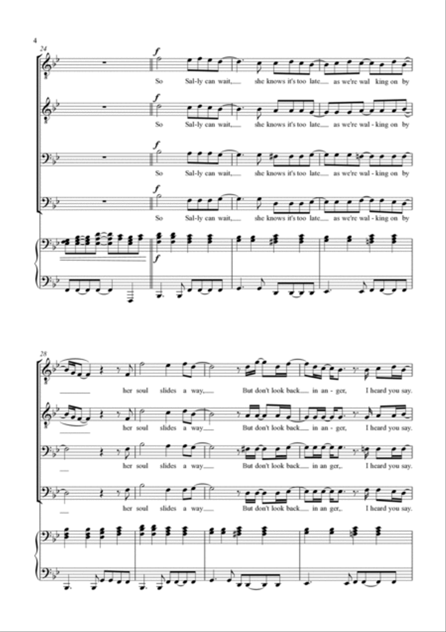 Don't Look Back In Anger TTBB scores gallery preview page 5