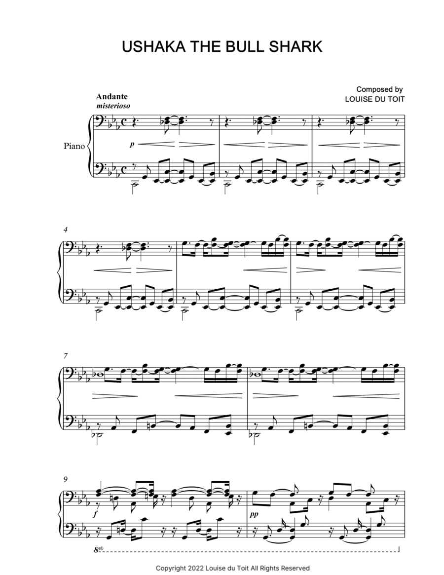 4. Ushaka the Bull Shark Piano Solo scores gallery preview page 1