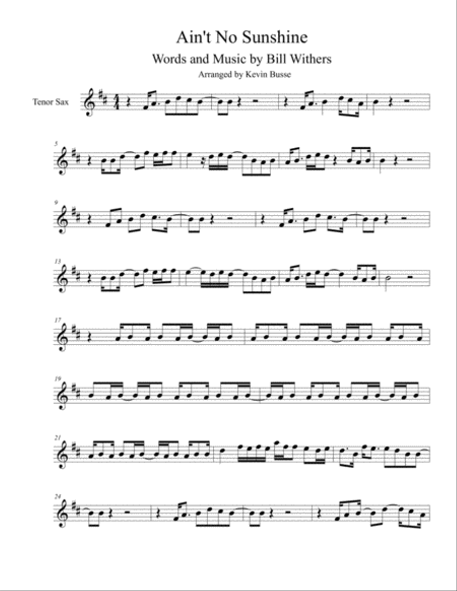 Ain't No Sunshine Ain't No Sunshine Tenor Saxophone scores gallery preview page 1