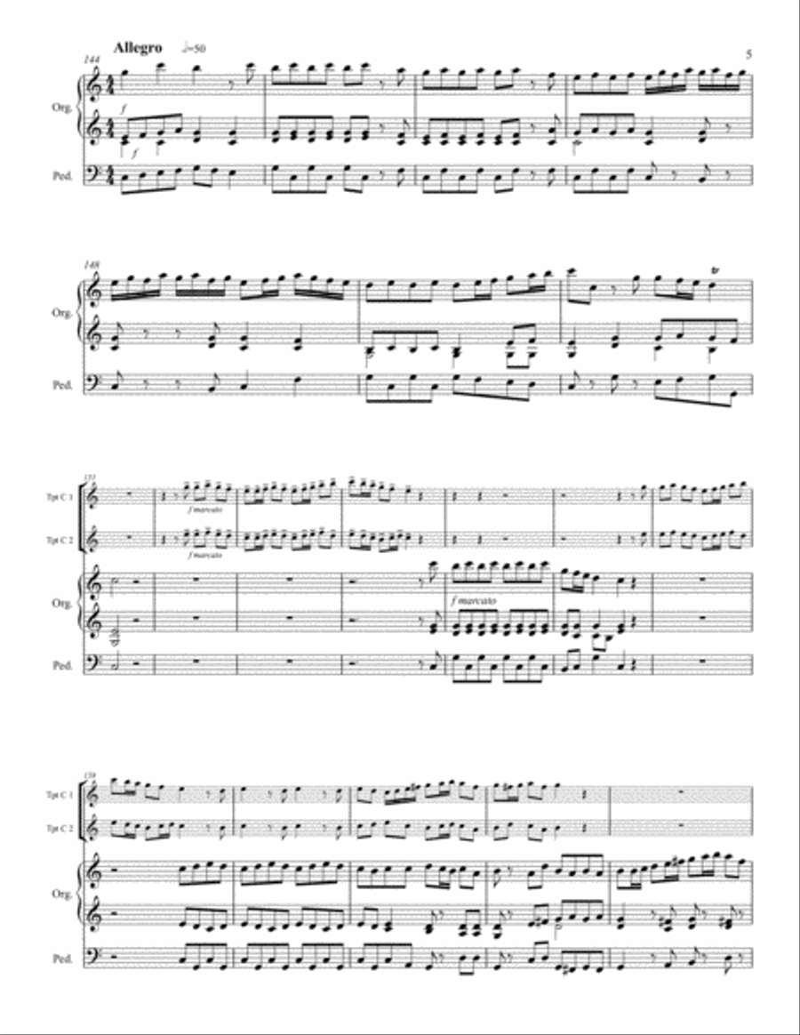 Albinoni Concerto in C Major Opus 7, Number 2 - Two Trumpets and Organ Trumpet Duet scores gallery preview page 6