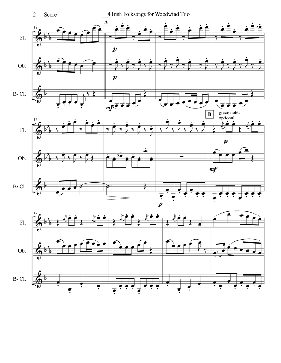 4 Irish Folksongs for Woodwind Trio 4 Irish Folksongs for Woodwind Trio Woodwind Trio scores gallery preview page 3