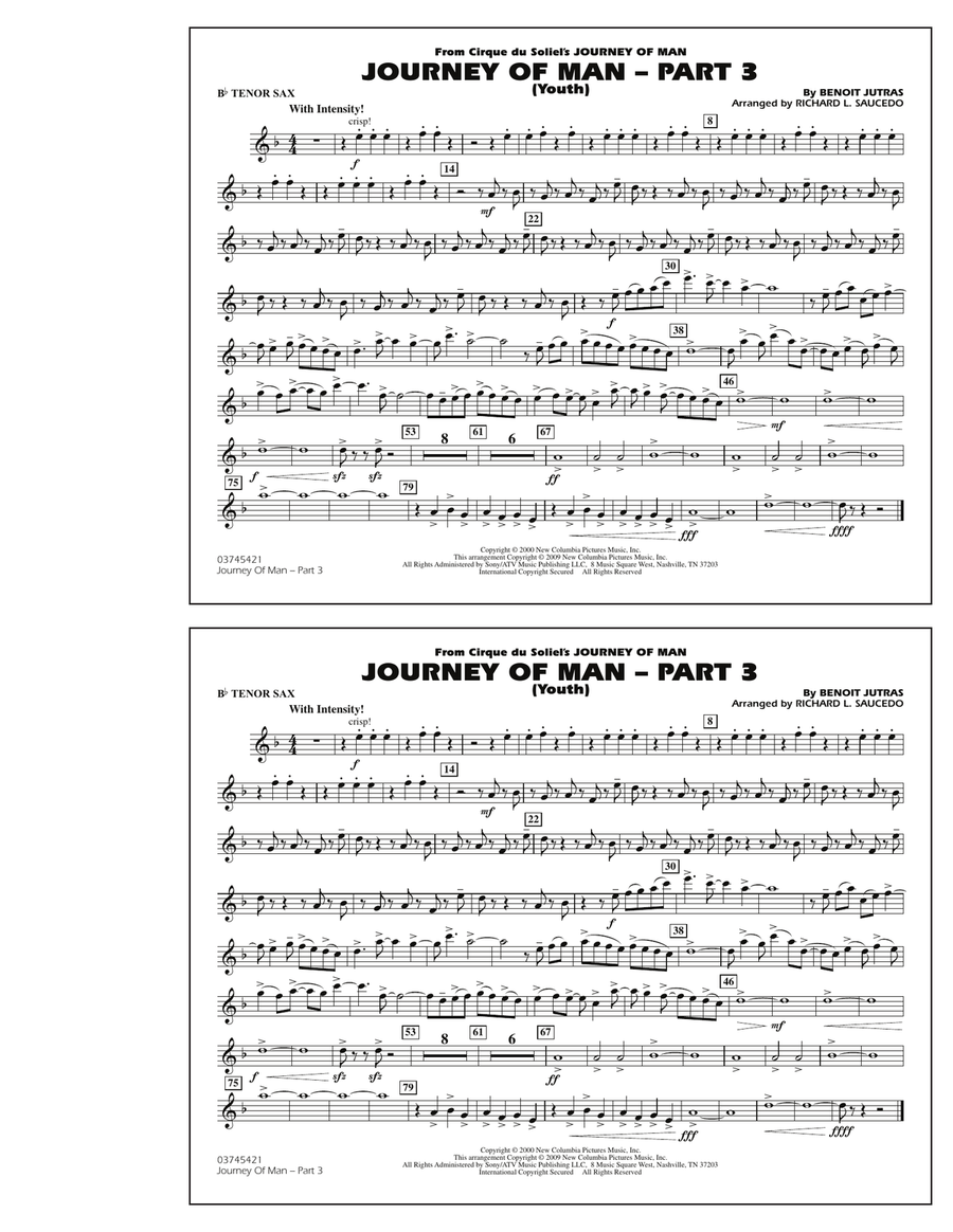 Journey of Man - Part 3 (Youth) - Bb Tenor Sax Marching Band scores gallery preview page 1